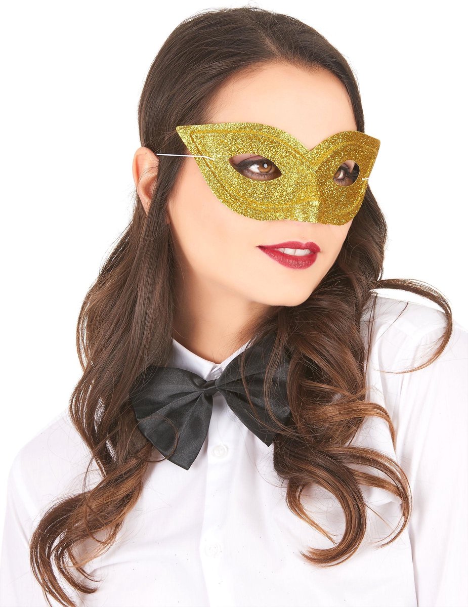   - Goudkleurig Venetiaans masker met pailletten voor volwassenen -   > Masquerade masker